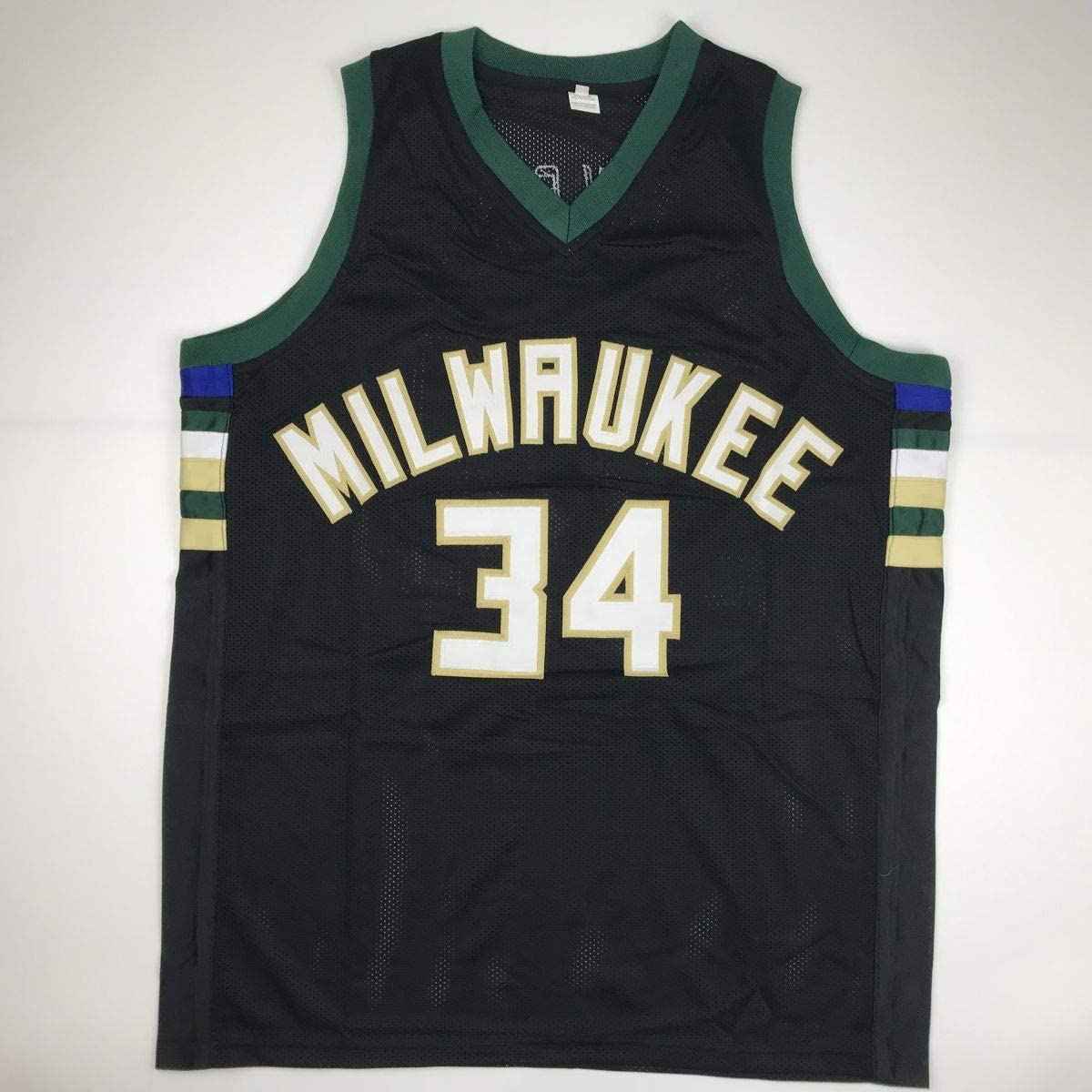 Autographed/Signed Giannis Antetokounmpo Milwaukee Black Custom Basketball Jersey JSA COA