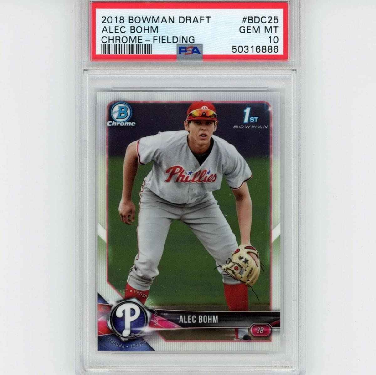 Graded 2018 Bowman Draft Alec Bohm #BDC25 Chrome Fielding Rookie RC Baseball Card PSA 10 Gem Mint