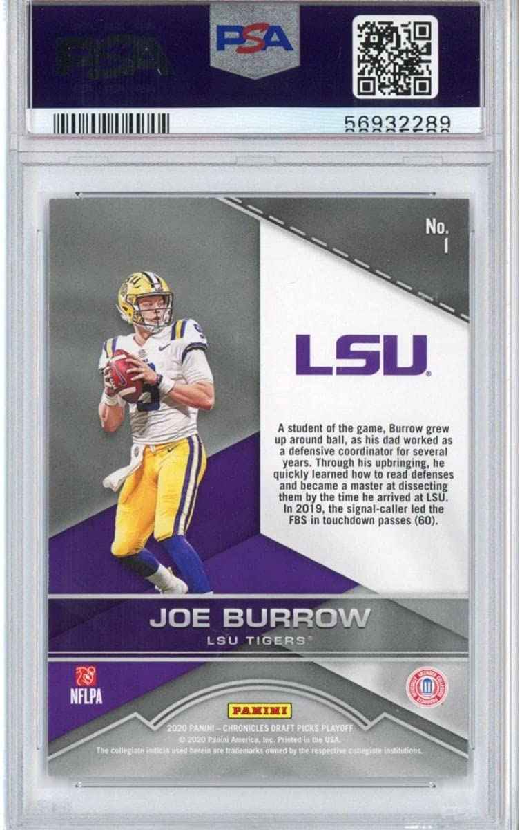 Graded 2020 Panini Chronicles Draft Picks Joe Burrow #1 Playoff Rookie RC Football Card PSA 10 Gem Mint