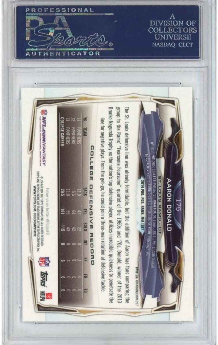 Graded 2014 Topps Chrome Aaron Donald #175 Rookie RC Football Card PSA 10 Gem Mint