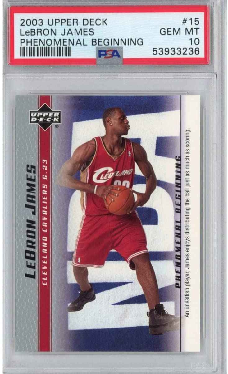 Graded 2003-04 Upper Deck UD LeBron James #15 Phenomenal Beginning Rookie RC Basketball Card PSA 10 Gem Mint