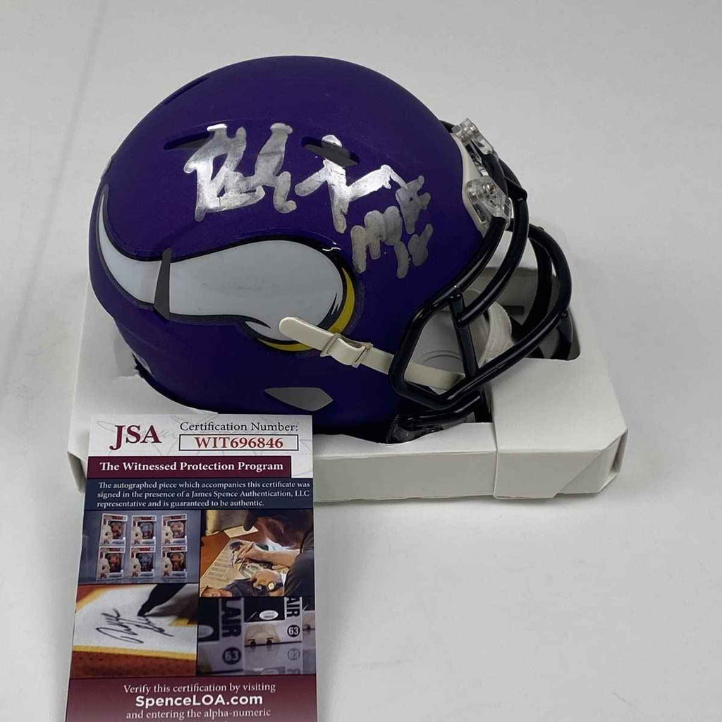 Autographed/Signed Randy Moss HOF 18 Minnesota Vikings Football Mini Football Helmet JSA COA