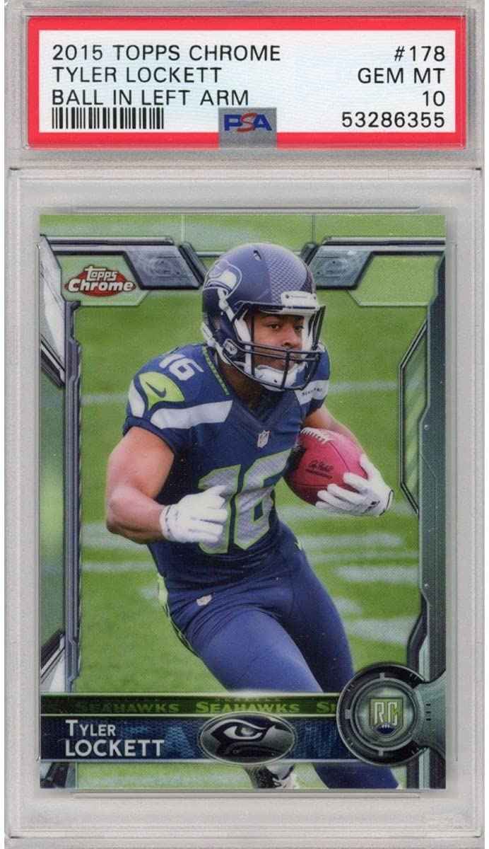 Graded 2015 Topps Chrome Tyler Lockett #178 Ball in Left Arm Rookie RC Football Card PSA 10 Gem Mint