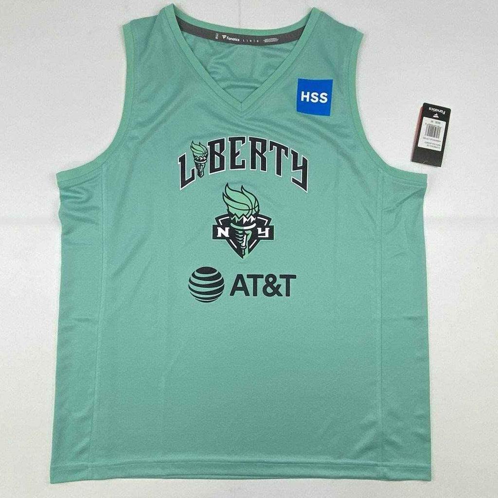 Autographed/Signed Sabrina Ionescu 2020#1 Pick New York Liberty Green Basketball Jersey Fanatics COA