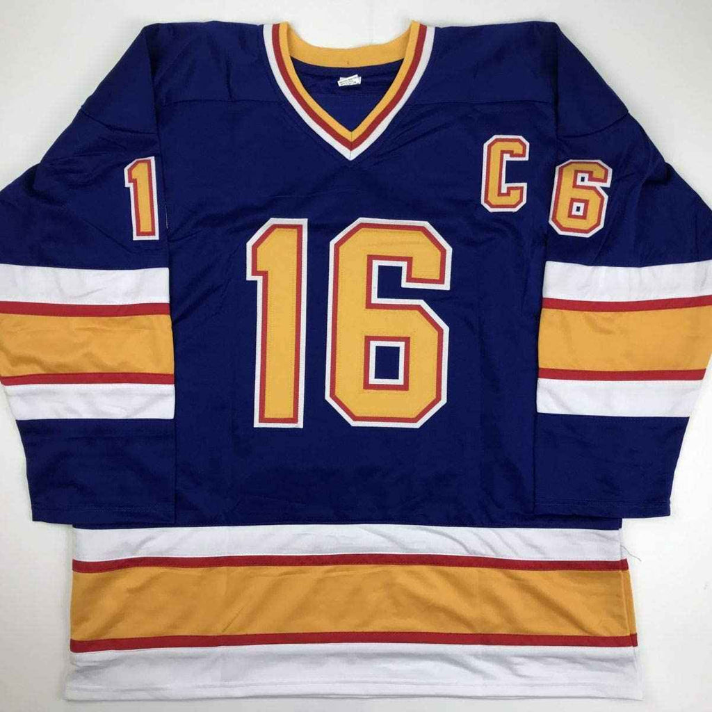 Autographed/Signed Brett Hull St. Louis Blue Hockey Jersey Beckett BAS COA