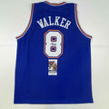 Autographed/Signed Kemba Walker New York Blue Basketball Jersey JSA COA