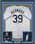 Framed Autographed/Signed Kevin Kiermaier 35x39 Tampa Bay White Baseball Jersey PSA/DNA COA