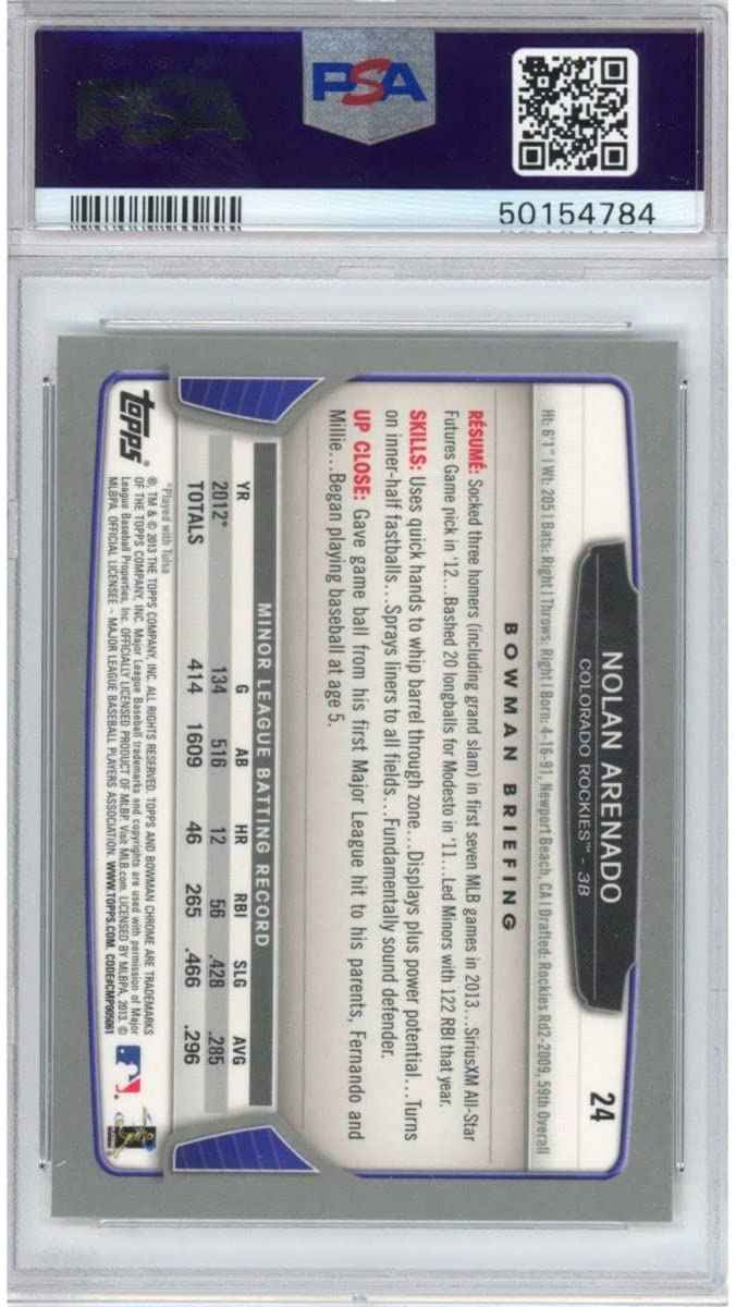 Graded 2013 Bowman Chrome Nolan Arenado #24 Rookie RC Baseball Card PSA 10 Gem Mint