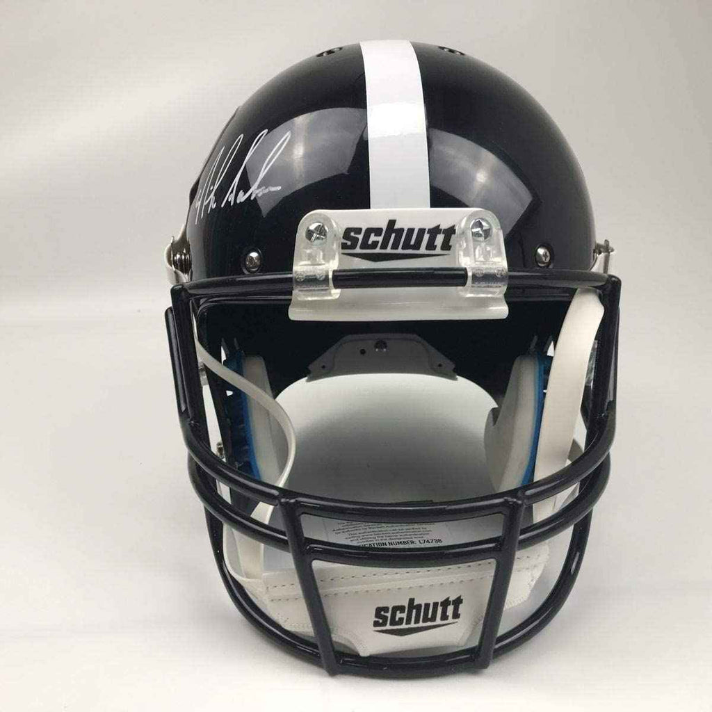 Autographed/Signed Nick Saban Alabama Crimson Tide Black Elephant Full Size FS F/S Replica College Football Helmet JSA COA