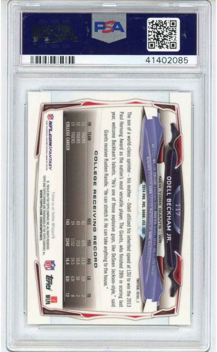 Graded 2014 Topps Chrome Odell Beckham Jr. #117 Facing Forward Rookie RC Football Card PSA 10 Gem Mint