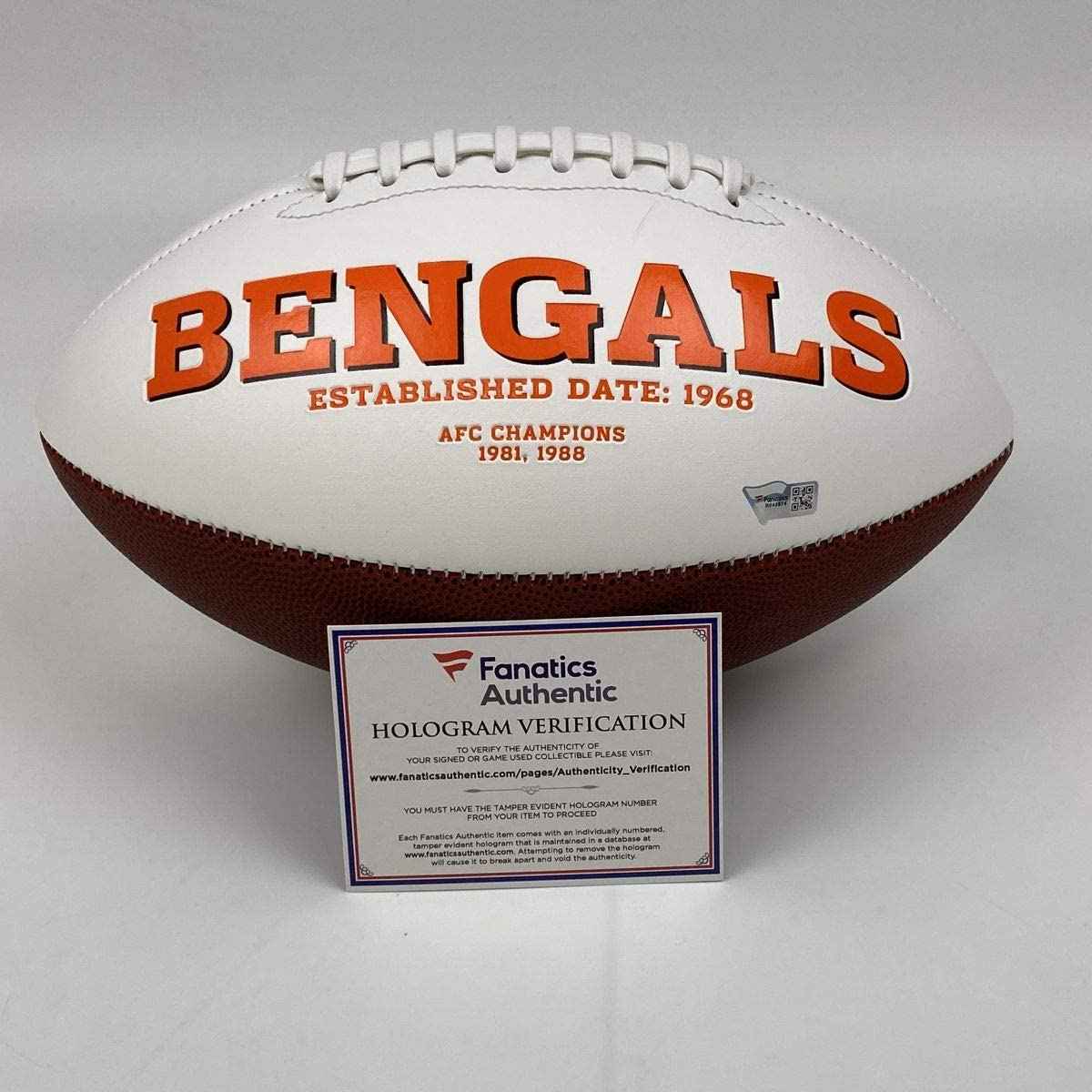 Autographed/Signed Joe Burrow Cincinnati Bengals Full Size F/S White Panel Logo Football Fanatics COA