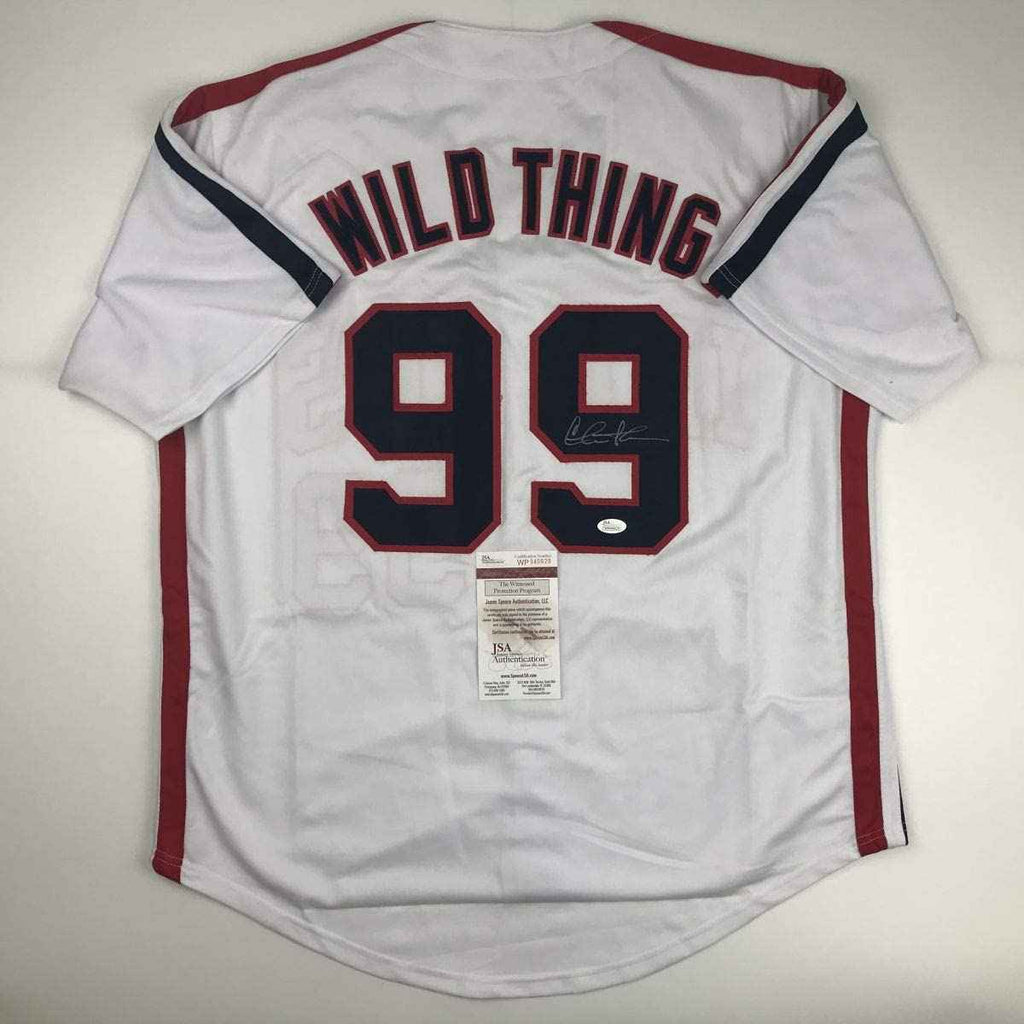 Autographed/Signed Charlie Sheen Wild Thing Ricky Vaughn Major League Movie Baseball Jersey JSA COA