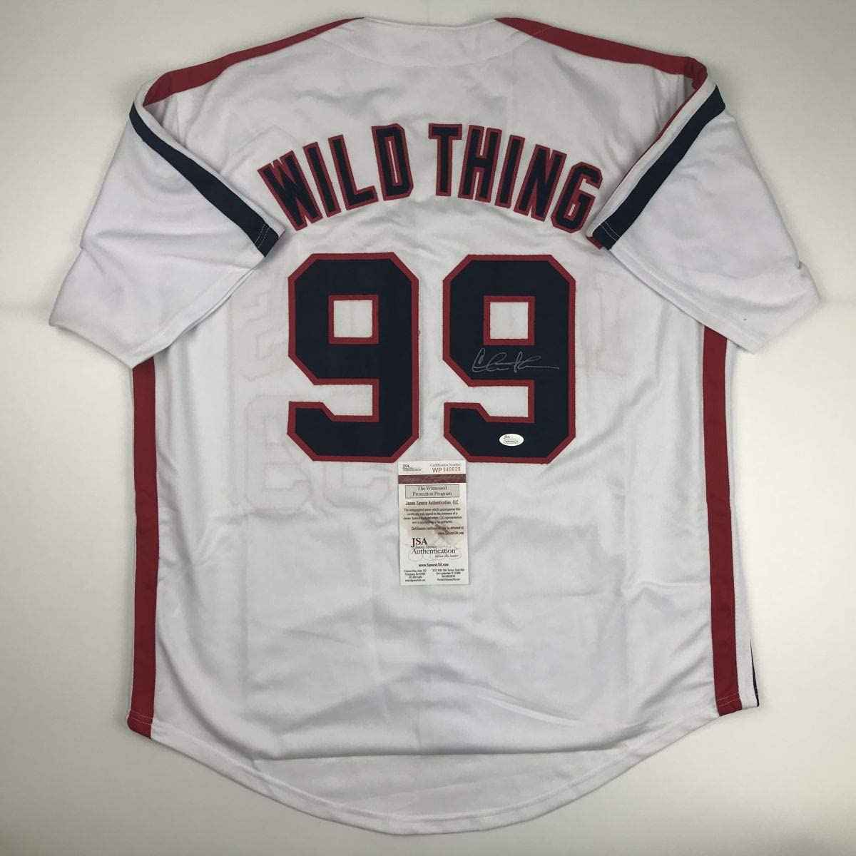Autographed/Signed Charlie Sheen Wild Thing Ricky Vaughn Major League Movie Baseball Jersey JSA COA