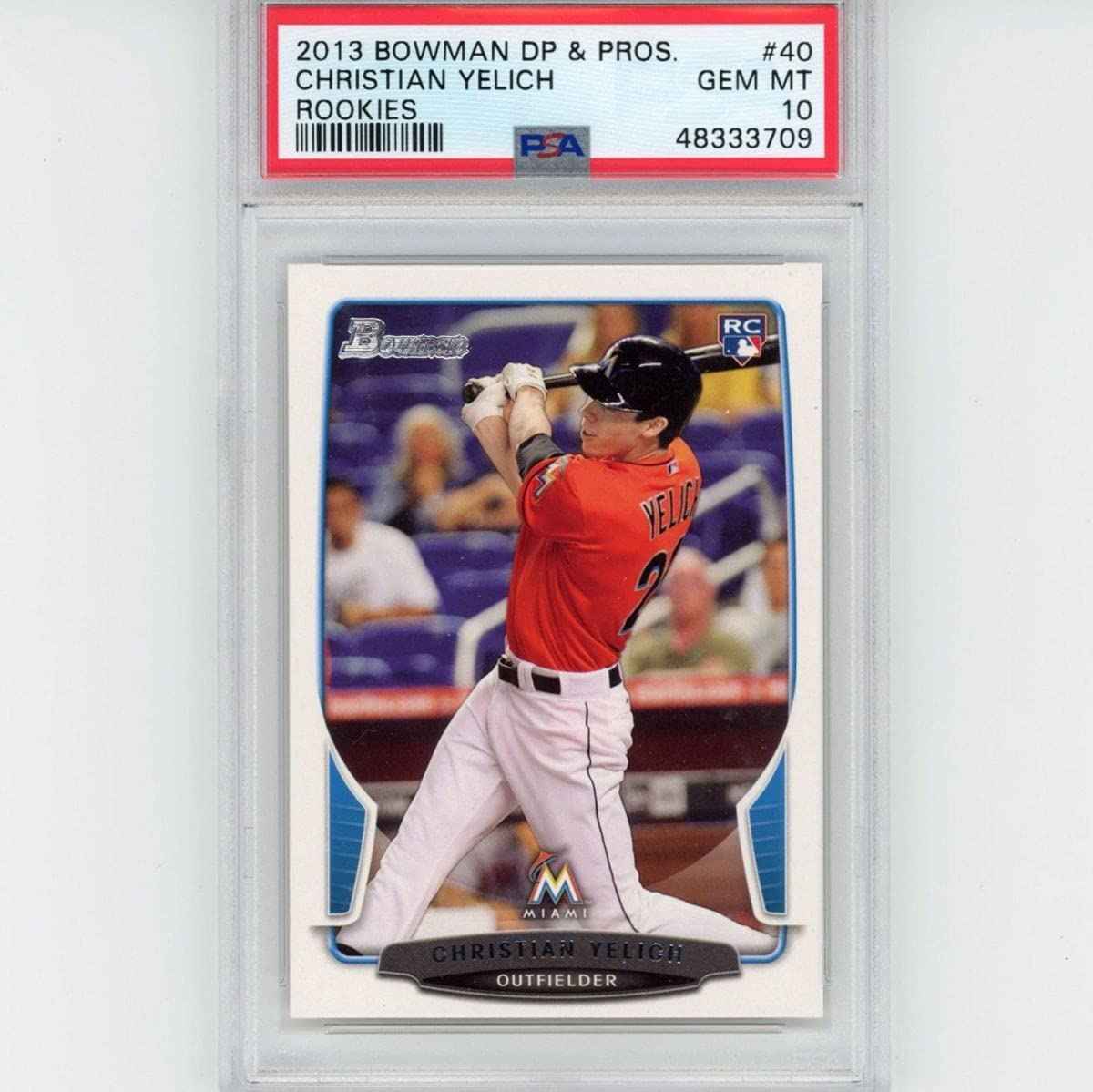 Graded 2013 Bowman Draft Picks & Prospects Christian Yelich #40 Rookie RC Baseball Card PSA 10 Gem Mint