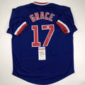 Autographed/Signed Mark Grace Chicago Blue Baseball Jersey JSA COA