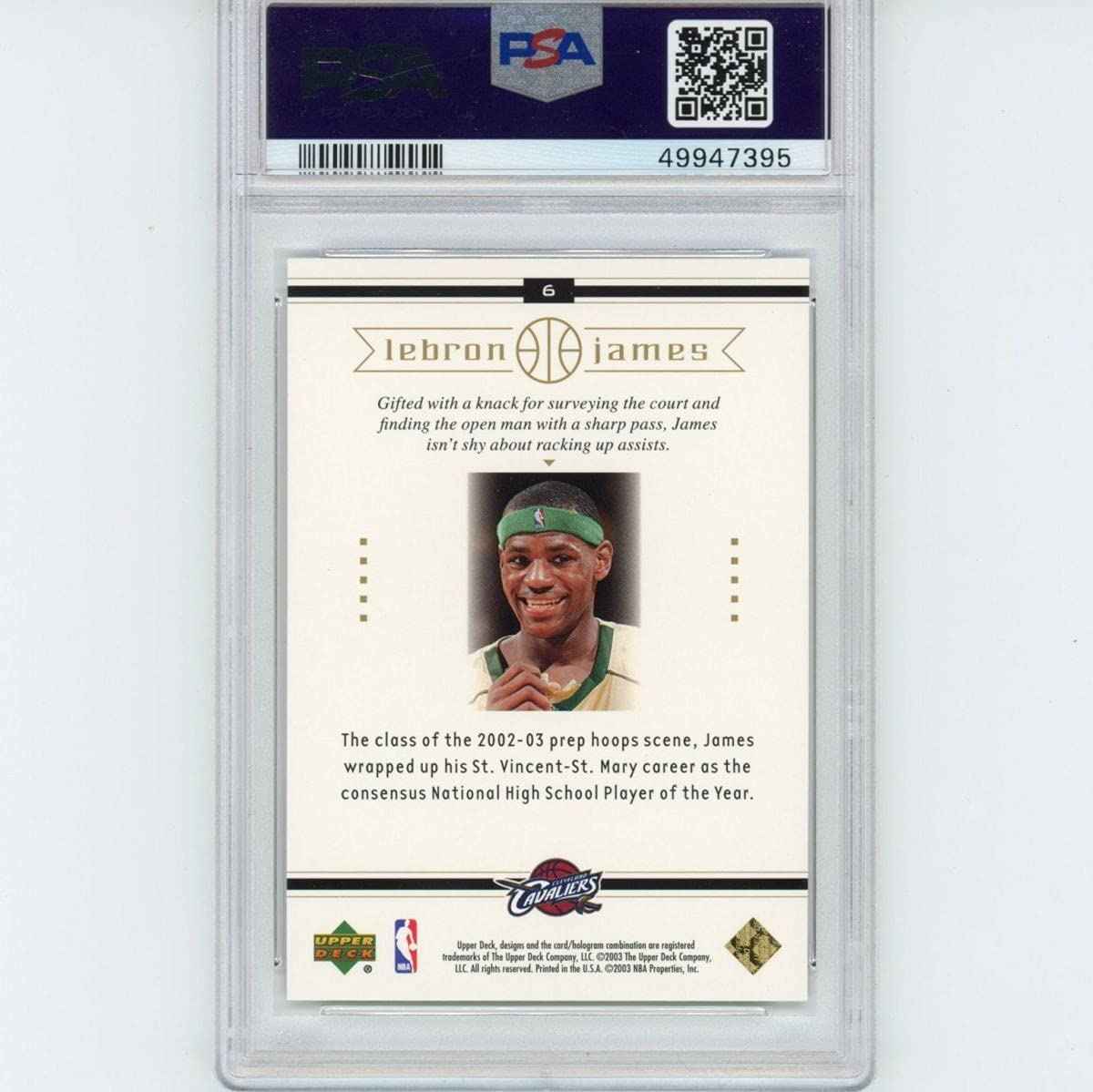 Graded 2003-04 Upper Deck LeBron James #6 Box Set Rookie RC Basketball Card PSA 10 Gem Mint