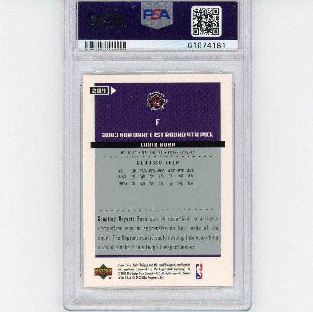 Graded 2003-04 Upper Deck UD MVP Chris Bosh #204 Rookie RC Basketball Card PSA 10 Gem Mint