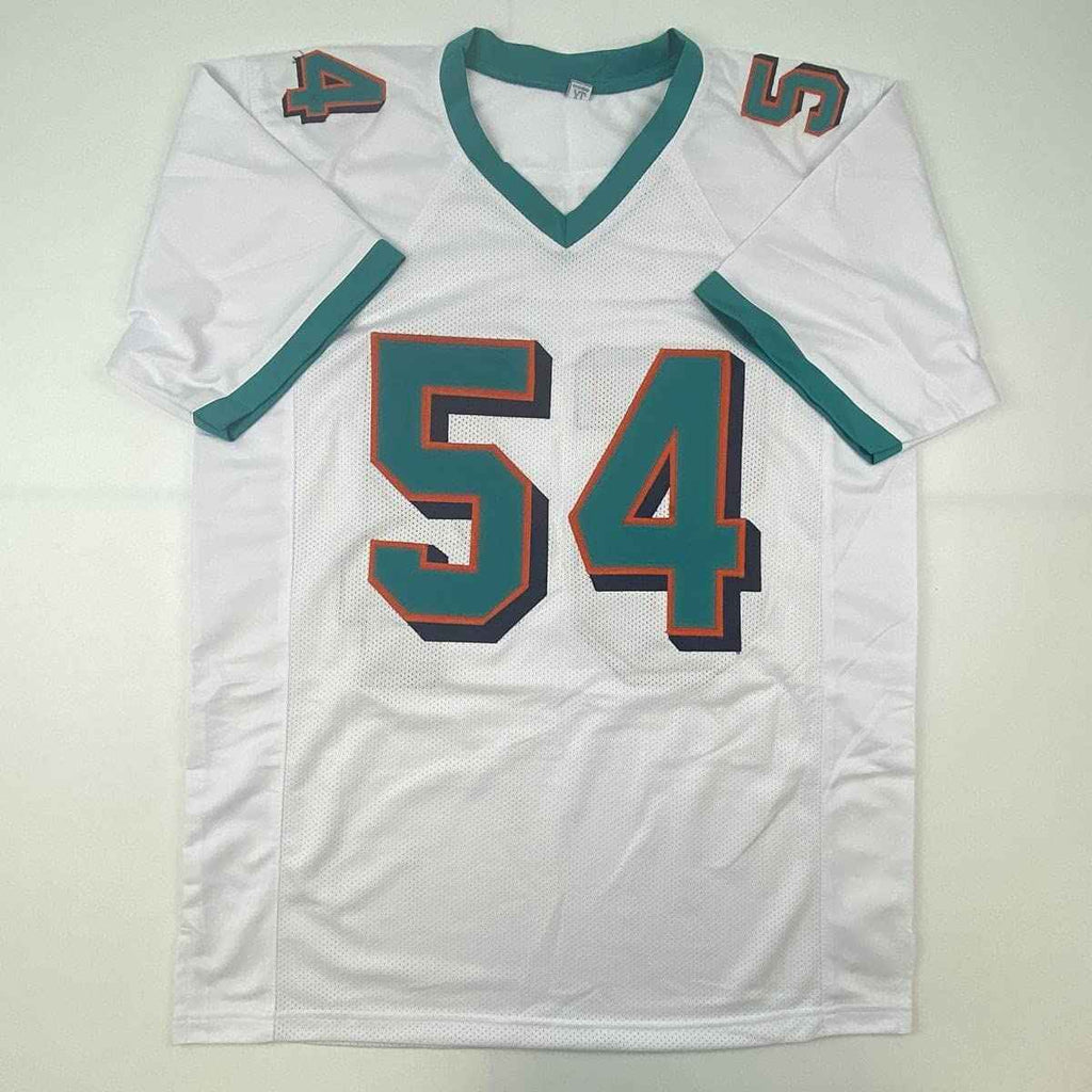 Autographed/Signed Zach Thomas Miami White Football Jersey JSA COA