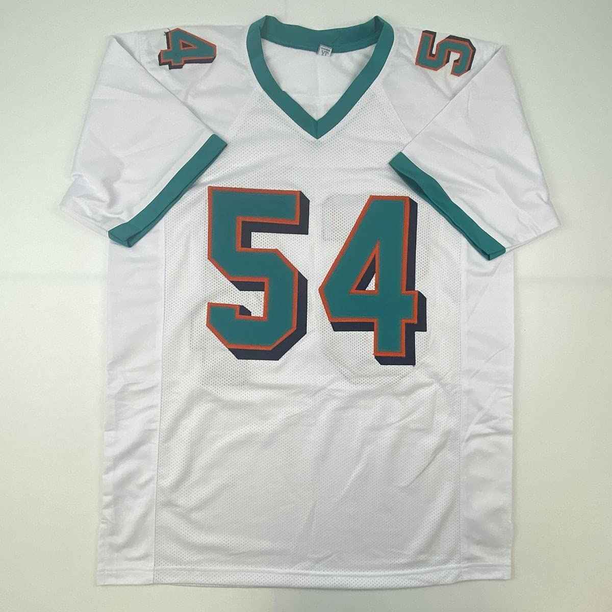 Autographed/Signed Zach Thomas Miami White Football Jersey JSA COA