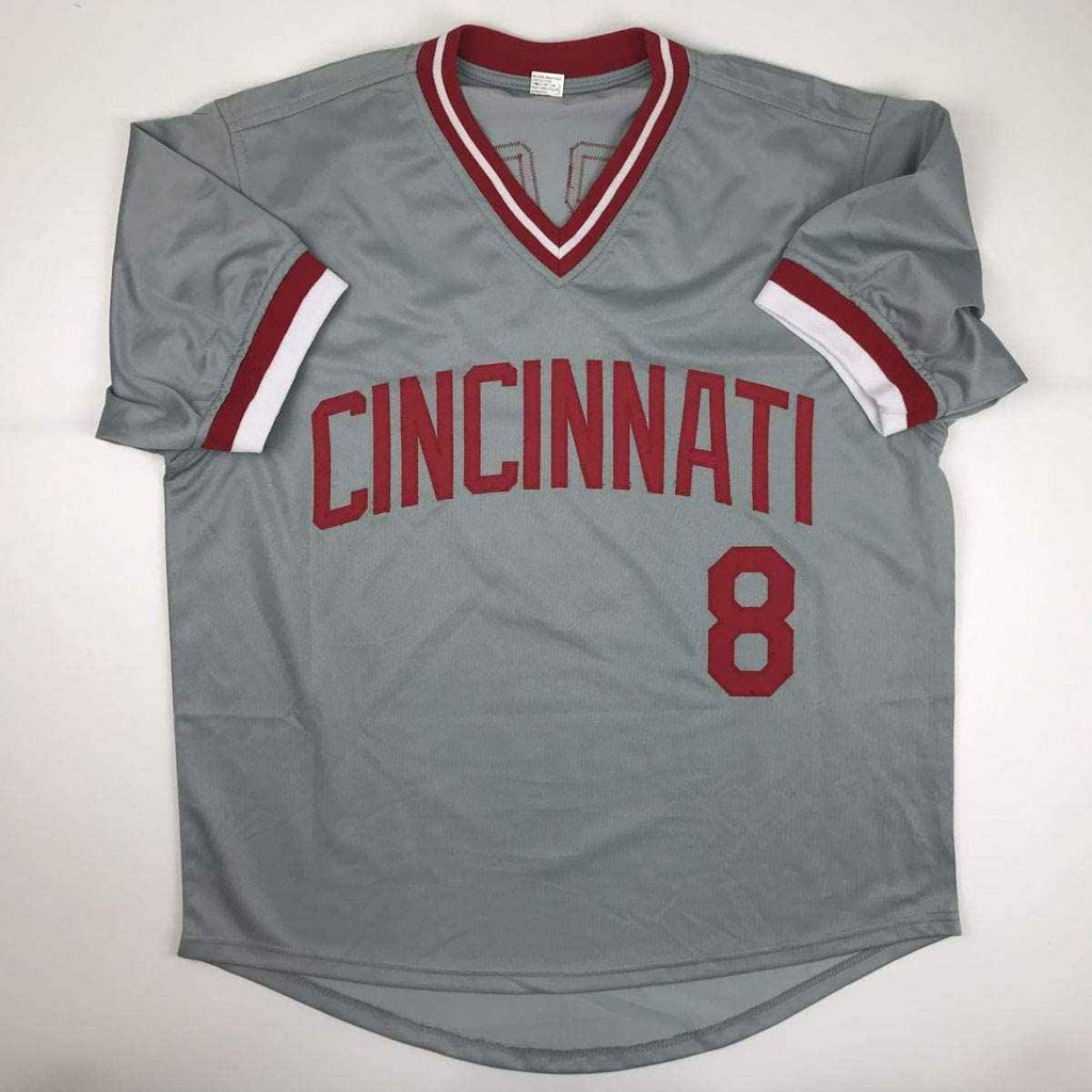 Autographed/Signed Joe Morgan HOF 90 Cincinnati Grey Baseball Jersey JSA COA