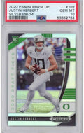 Graded 2020 Panini Prizm Draft Picks DP Justin Herbert #102 Silver Prizm Rookie RC Football Card PSA 10 Gem Mint