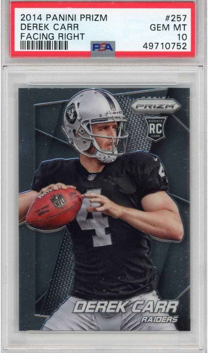Graded 2014 Panini Prizm Derek Carr #257 Facing Right Rookie RC Football Card PSA 10 Gem Mint