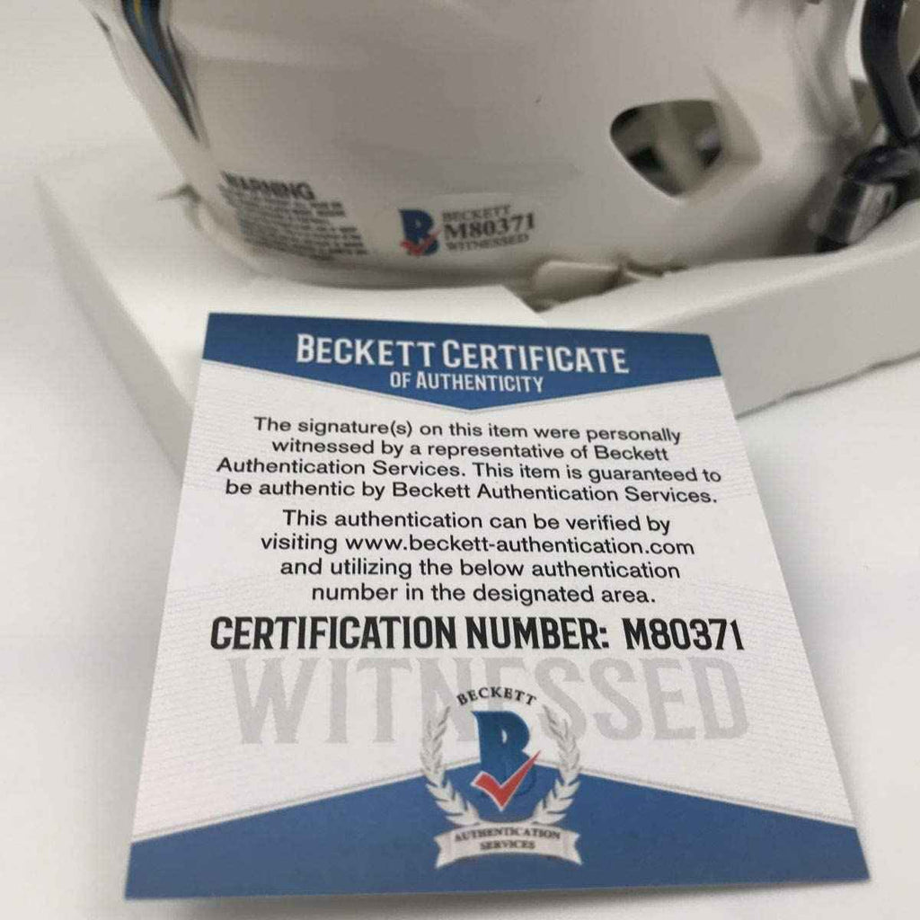 Autographed/Signed Keenan Allen Los Angeles LA Chargers Football Mini Helmet Beckett BAS COA