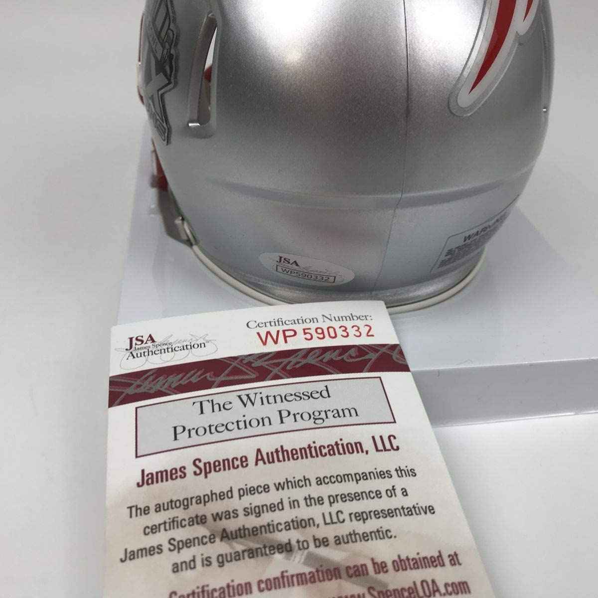 Autographed/Signed Julian Edelman Super Bowl XLIX New England Patriots Football Mini Helmet JSA COA