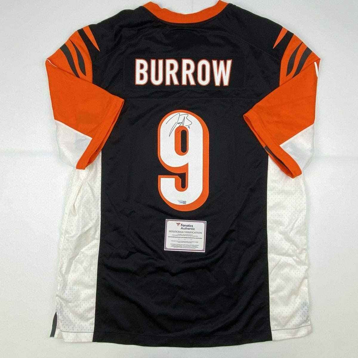 Autographed/Signed Joe Burrow Cincinnati Bengals Black Authentic Nike Game Football Jersey Fanatics COA