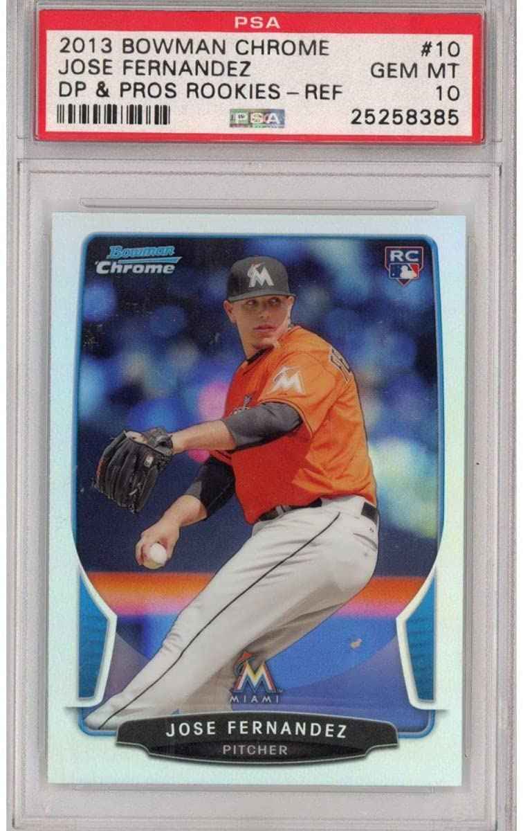 Graded 2013 Bowman Chrome Draft Picks & Prospects Jose Fernandez #10 Refractor Rookie RC Baseball Card PSA 10 Gem Mint
