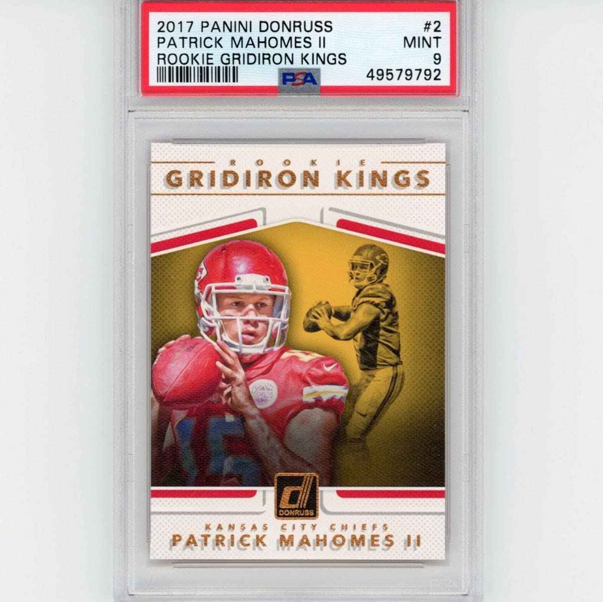 Graded 2017 Panini Donruss Patrick Mahomes II #2 Gridiron Kings Rookie RC Football Card PSA 9 Mint