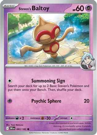 Steven's Baltoy 083 - SV10 Destined Rivals Reverse Holofoil
