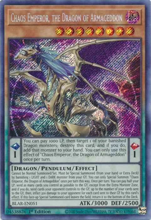Chaos Emperor, the Dragon of Armageddon [BLAR-EN051] Secret Rare