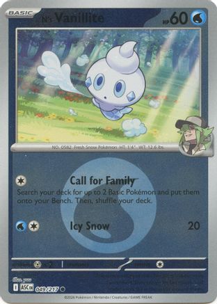 N's Vanillite (Energy Symbol Pattern) 049 - ME Ascended Heroes Reverse Holofoil