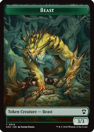 Beast // Fractal (0004) Double-Sided Token (SOC-14 // 4) - Commander: Secrets of Strixhaven