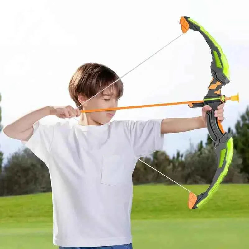 LED Bow & Arrow Toy Set for Kids Light-Up Archery Play Kit with Suction Cup Arrows (Blue/Green)