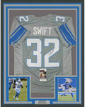 Framed Autographed/Signed D'Andre Swift 35x39 Detroit Grey Football Jersey JSA COA