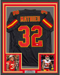 Framed Autographed/Signed Tyrann Mathieu 35x39 Kansas City Black Football Jersey PSA/DNA COA