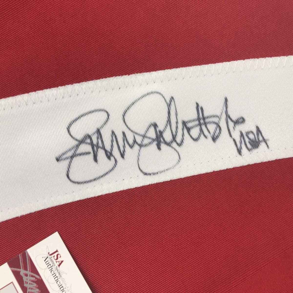 Autographed/Signed Jennie Finch USA Red Stat Team United States Softball Jersey JSA COA