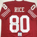 Autographed/Signed Jerry Rice San Francisco Red Football Jersey Beckett BAS COA