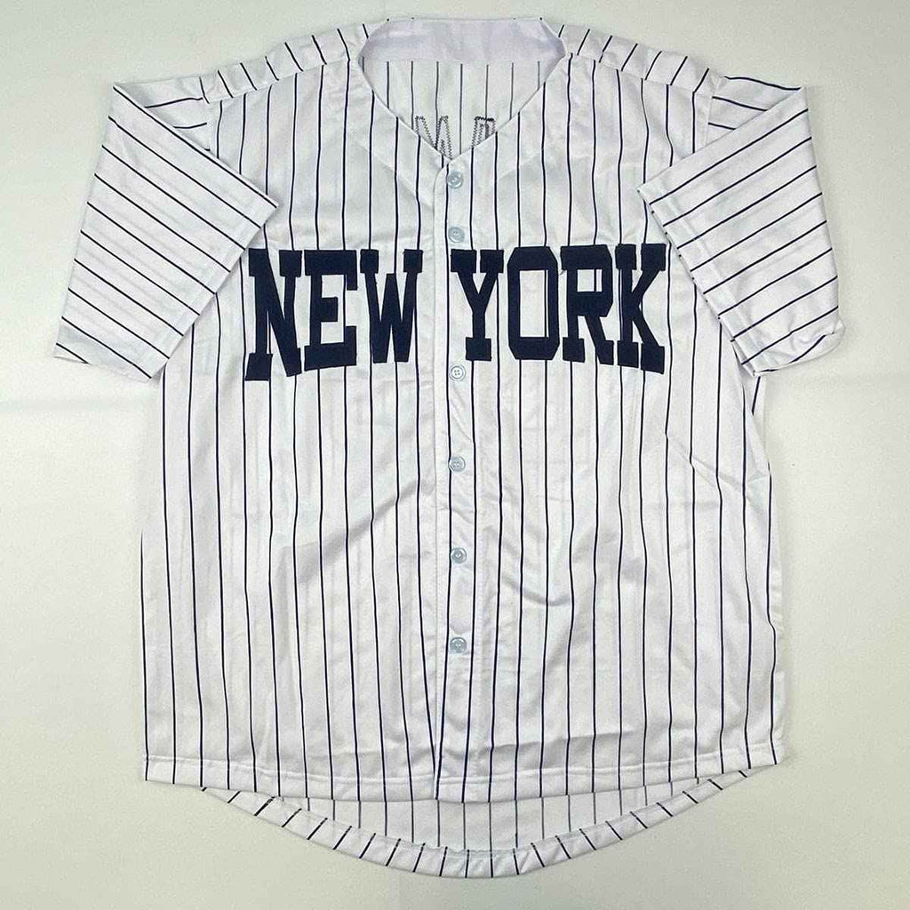 Autographed/Signed Jason Giambi New York Pinstripe Baseball Jersey PSA/DNA COA