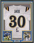 Framed Autographed/Signed Myles Jack 35x39 UCLA White College Football Jersey JSA COA