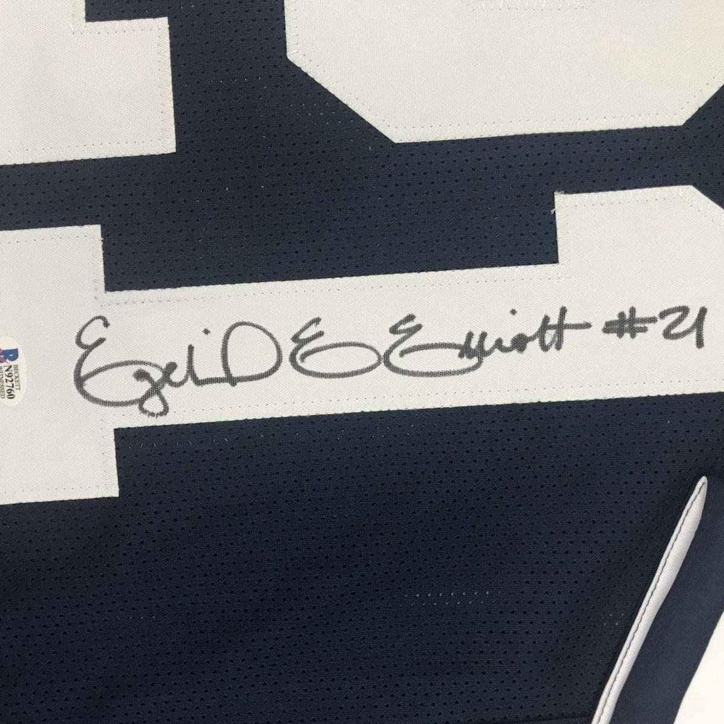 Autographed/Signed Ezekiel Elliott Dallas Thanksgiving Day Football Jersey Beckett BAS COA