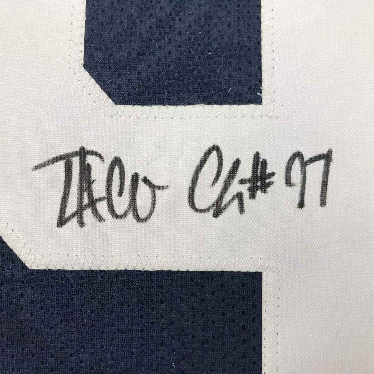 Framed Autographed/Signed Taco Charlton 35x39 Dallas Thanksgiving Day Football Jersey JSA COA