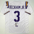 Autographed/Signed Odell Beckham Jr. LSU White College Football Jersey JSA COA