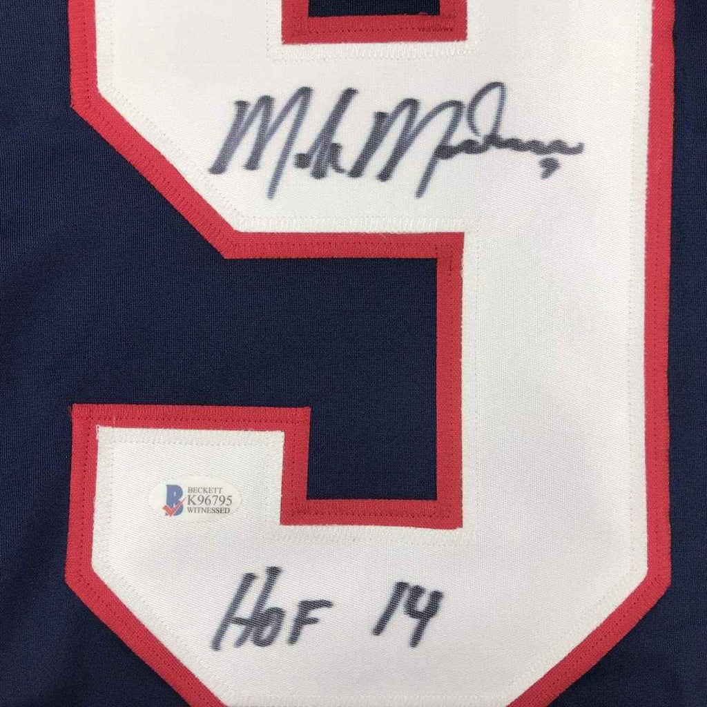 Framed Autographed/Signed Mike Modano 35x39 HOF 2014 United States USA Blue Hockey Jersey Beckett BAS COA