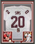 Framed Autographed/Signed Billy Sims 78 Heisman 35x39 Oklahoma White College Football Jersey JSA COA