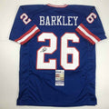 Autographed/Signed Saquon Barkley New York Retro Blue Football Jersey JSA COA