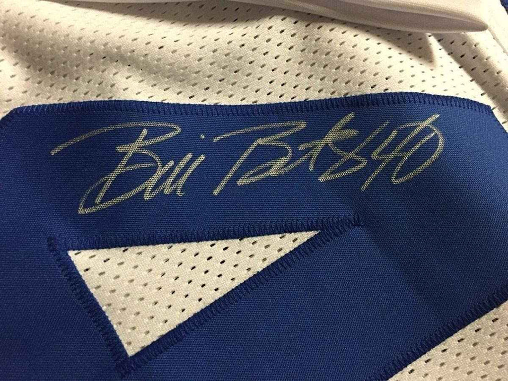 Framed Autographed/Signed Bill Bates 35x39 Dallas Cowboys White Football Jersey JSA COA