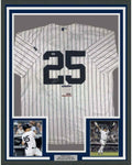 Framed Autographed/Signed Gleyber Torres 35x39 New York Pinstripe Baseball Jersey PSA/DNA COA